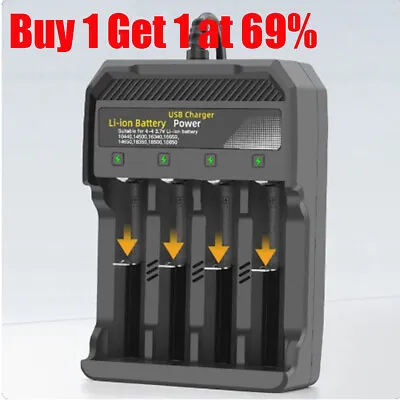 USB 3.7V Battery Charger 4 Slots Rechargeable Lithium Battery Charger Fast UK • £5.61