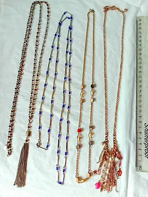 Job Lot 4 Assorted Long Bead Chain Tassels Charms Necklaces C22 • £10