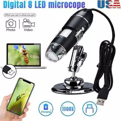 $15.43 • Buy 50X-1000X 8 LED Digital Microscope Camera Handheld USB Magnification Endoscope
