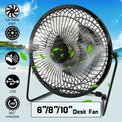 4  6  8  Mini USB Desk Fan Quiet Personal Cooler USB Powered Portable Table Fan • £6.99