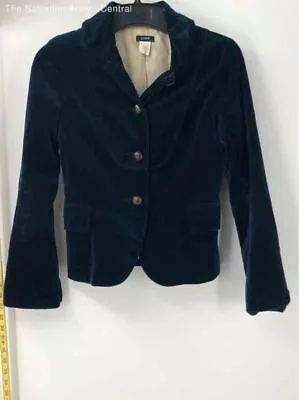 J.Crew Womens Blue Cotton Long Sleeve Notch Lapel Three-Button Blazer Size 2 • $9.99