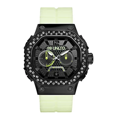 Marc Ecko Unltd Black Tonewhite Siliconthe Tractorglow In Dark Watch E18505g1 • $129.49