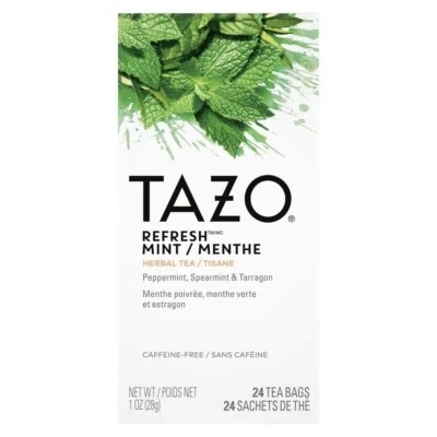 £3.27 • Buy New TAZO Refresh Mint Tea 24 Tea Bags Exp 09/2024 Herbal Tea 2J