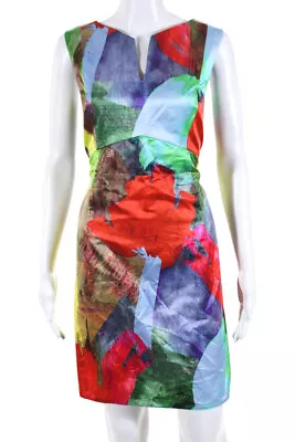 Milly Womens Abstract Print Sheath Dress Poppy Multi Colored Size 12 • $97.59