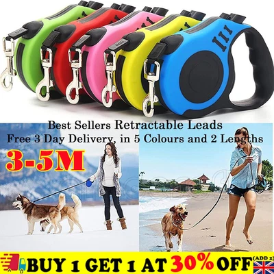 £7.89 • Buy Dog Leash Durable Retractable Extendable Lead Puppy Walking Strong Running Leads