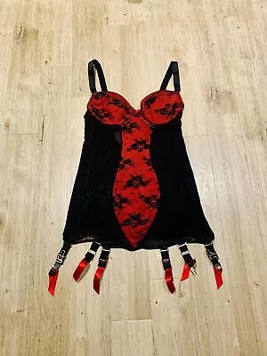 Rare Kiss Me Deadly Black And Red Longline Girdle S • £45