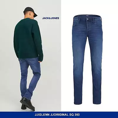 Jack & Jones Jeans Glenn Original Slim Fit & Low Rise Denim Pant For Men Blue • £20.49