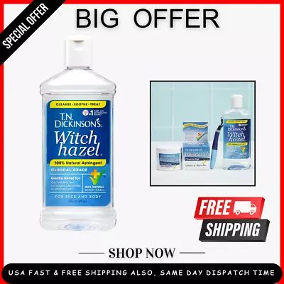 T.N. Dickinson's Witch Hazel 100% Natural Astringent For Face And Body 16 Fl Oz • $16.97