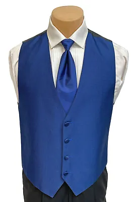 Men's Lord West Blue Tuxedo Vest And Tie Fullback Wedding Groom Prom 2XL • $8.99