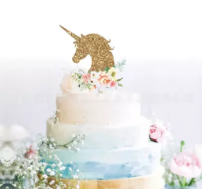 $8.95 • Buy Unicorn Gilter Gold Cake/cupcake Topper Birthday 