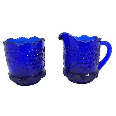 Mini Moser Westmoreland Cobalt Blue Glass Sugar Creamer Grape 2 Inches • $16.26