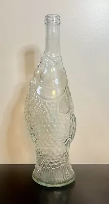 Vintage Clear Green Tint Glass Fish Shaped Bottles NO CHIPS Decanter Wine 13  • $11.99