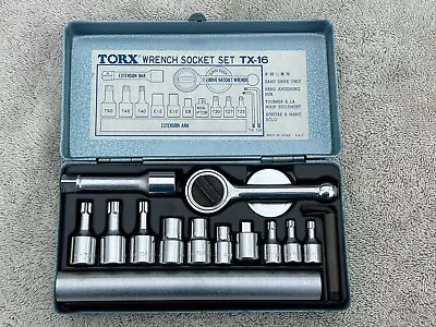 Torx Wrench Socket Set K.K.T. Model TX-16 T50 T45 E12 E10 3/8” Made In Japan • $69