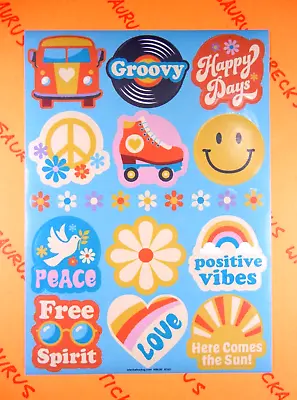 Flower Power Groovy Retro Vibes Stickers Sheet • $2.26