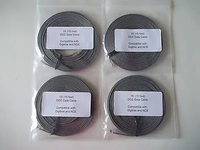 4 Pack (4 15 Foot)  Model Railroading DCC Data Cables Digitrax LocoNet NCE • $32