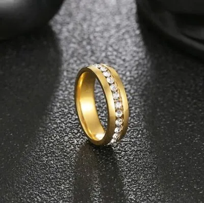 Men’s/Women’s 4mm 18 Carat Gold Plated Multi-Cubic Zirconia Wedding Ring/Band • £8.95