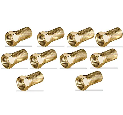 10 X Gold Tone Screw  F Type 7 Mm Cable Connect BEST QUALITY • £3.99