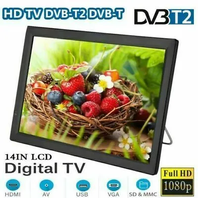 7-14' Mini 16:9 1080P Portable Digital TV Television Video Player TFT-LED AV • $74.62