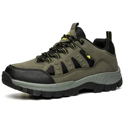 Mens Walking Hiking Boots Trekking Trainers Shoes Leather Waterproof Outdoor New • £18.99