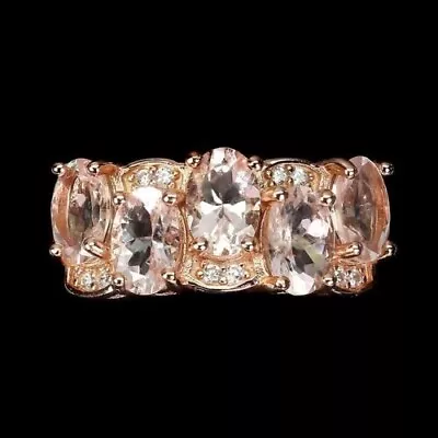 Ring Pink Morganite Genuine Natural Mined Gem Solid Sterling Silver  Q  US 8.25 • $105.77