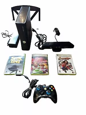 Microsoft Xbox 360 S 4 Gb Console W/Controller Kinects & 3 New Games - Tested • $99