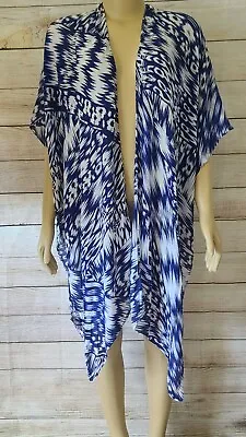 Michael Stars Women Blue & White Tie Dye One Size Shawl Poncho Scarf Wrap • $10