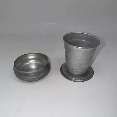 Vintage Collapsible Aluminum Metal Travel Drinking Cup W Lid • $8.99