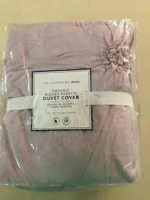 Pottery Barn Teen Dorm Ruched Rosette Duvet Fits Twin & Xl Dusty Iris Cottage • $59.99