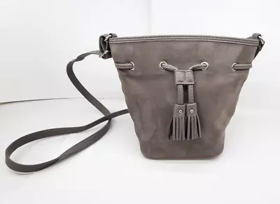 Bucket Faux Suede Grey Gray Tassel Bag Purse Vegan • $10