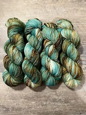 Hand Dyed Yarn VERDIGRIS Color Copper Bronze Turquoise Knitting Gift. Beautiful! • $26.99