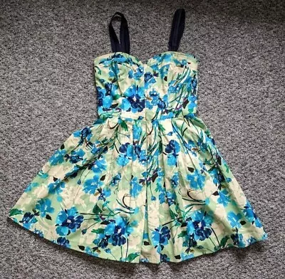 Belle By Oasis Dress 10 Floral Green Strapless With Detachable Straps Occasion • £8.50