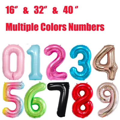 New 16'' 32'' 40'' Inch Numbers Foil Balloons Party Decorations Multiple Colors • $3.99