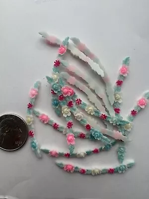 Vintage Japanese HandPainted FlatBack Celluloid Multi  FlowerBranch 24 Pcs 27.99 • $27.99