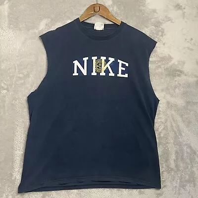 Vintage 90s Nike Cutt Off Muscle T-Shirt - Mens Size Large - Blue • $24.99