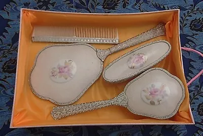 Pink Floral 4-piece Dresser Set Retro Vintage Collectible • $470