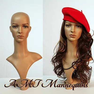 Female Life Size Head To Display Wigs Hats Scarves Mannequin Head -FD2+1wig • $49.90