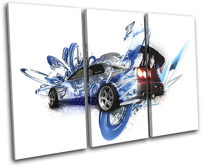 Skyline Fast Abstract Furious Cars TREBLE CANVAS WALL ART Picture Print • £27.99