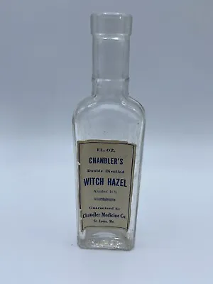 Vintage Chandler's Witch Hazel Glass Bottle Chandler Medicine Co. St. Louis MO • $9.95