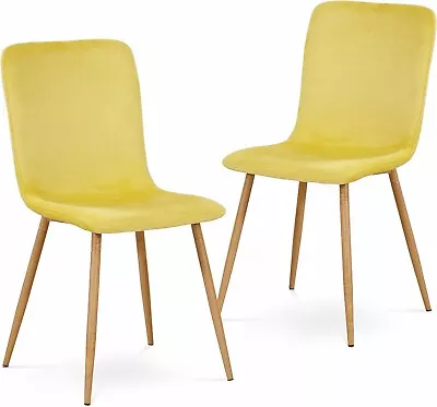 Ivinta Yellow Dining Chairs Set Of 2 Small Velvet Center Chair For Dinner Room • $108.90