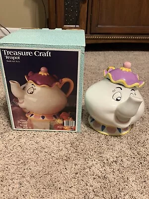 Vtg Beauty And The Beast Mrs Potts Teapot Ceramic Treasure Craft - Box Included • $55