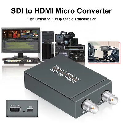 SDI To HDM + SDI Mini HD Video Micro Converter 1 To 2 Audio Format Detection USA • $29.78
