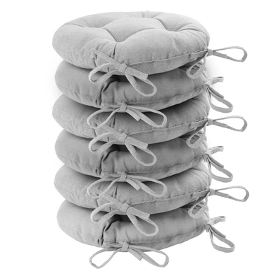 $95 • Buy 6x Round Dining Chair Seat Cushions Cotton Polyester Outdoor Dining 40cm Grey