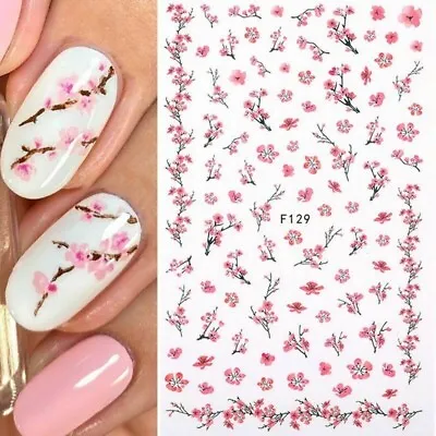Nail Art Stickers Transfers Decals Spring Flowers Cherry Blossom Floral (F129) • £2.65