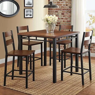 Dining Room Table Set 5 Piece Dinette Counter Pub Height Square Kitchen Mission • $389.95