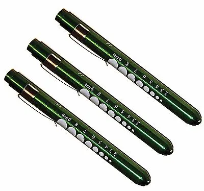 (3) Professional Medical Diagnostic Penlights With Pupil Gauge Green  • $7.99