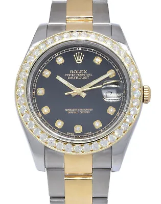 Rolex Datejust II Yellow Gold/Steel Diamond Dial/Bezel 41mm Watch +Papers 116333 • $16500