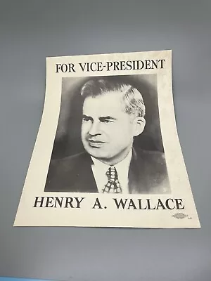 Henry A Wallace For Vice President Poster Historic FDR Cool! • $14.99