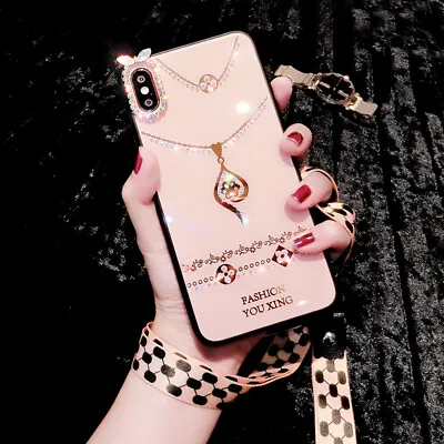 $16.88 • Buy For IPhone 13 Pro Max 12 11 XS XR 8 7 6 Girl's Bling Diamond W/Strap Phone Case