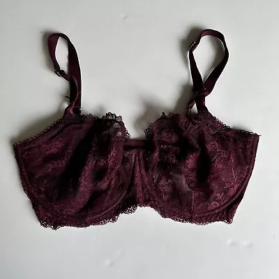 Victoria’s Secret Dream Angels Push Up W/O Padding Bra Burgundy Lace Size 34DDD • $19.99