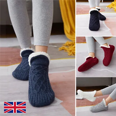 £5.95 • Buy Women Mens Slipper Winter Cosy Floor Socks Fluffy Non Slip Warm Fleece Lined Bed